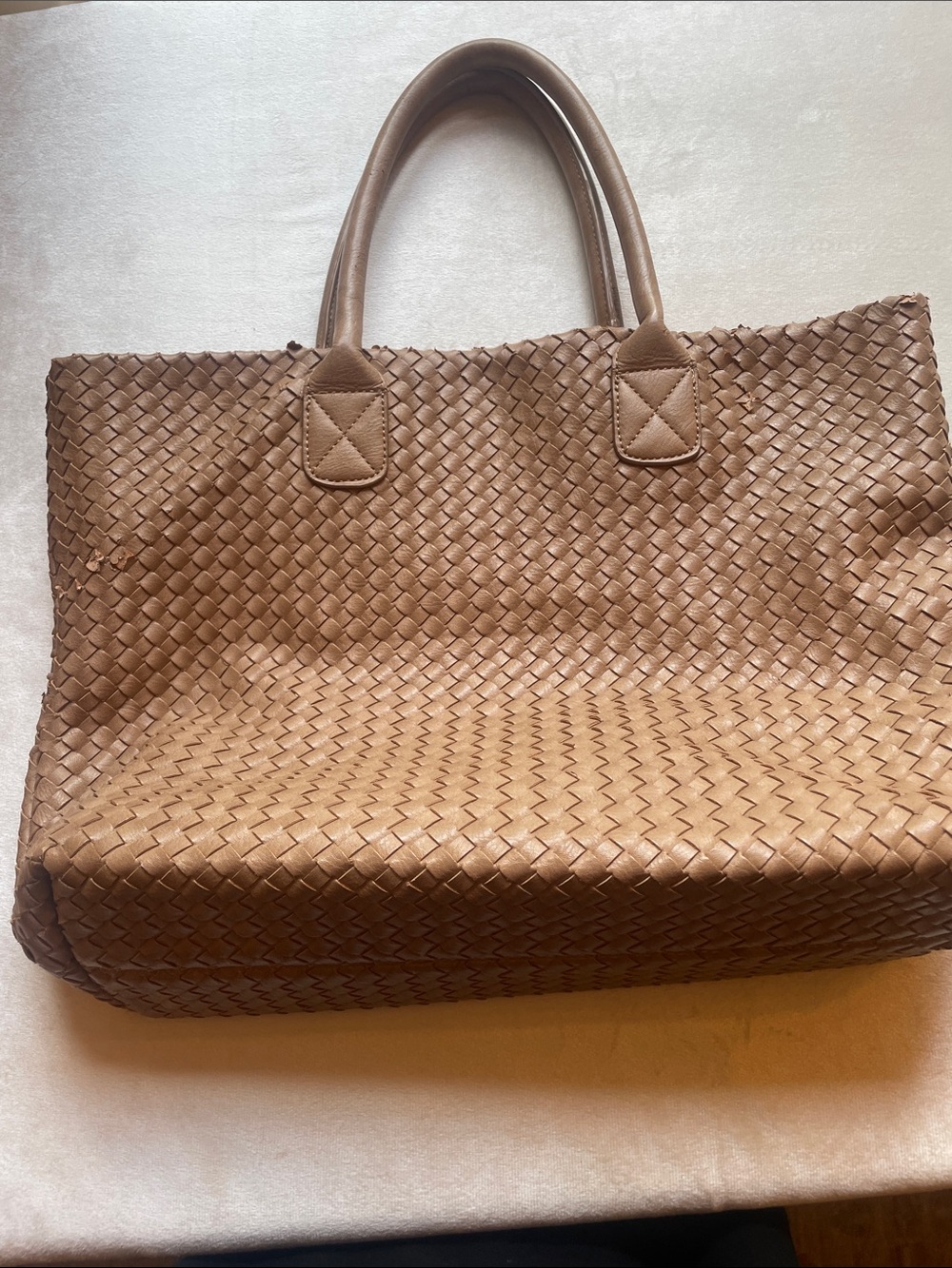Moda Luxe Woven Leather Tote - Tan